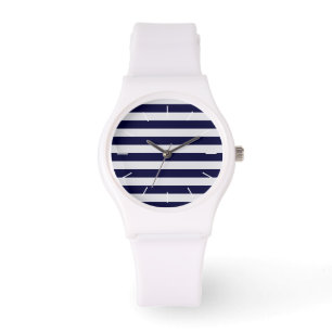 Montre Rayure de bleu marine/blanche nautique