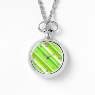 Montre Rayures de bonbons en couches - vert citron et bla
