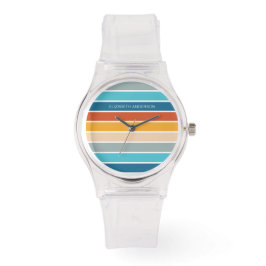 Montre Rayures de coucher de soleil rétro moderne personn