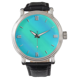 Montre Rayures de l'aurore - bleu, aqua, turquoise