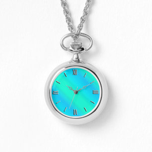Montre Rayures de l'aurore - bleu, aqua, turquoise