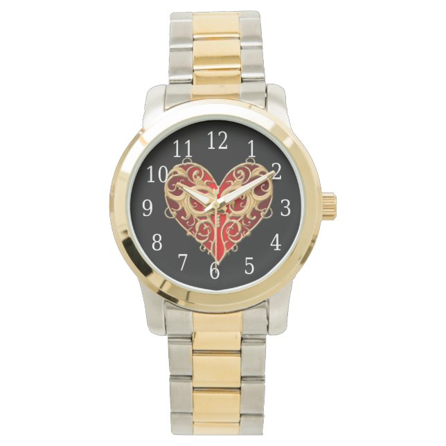 Montre Red Filigree Heart Watch (devant)