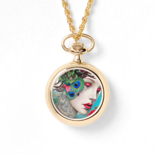 Montre Red Lips et Rose Peacock Abstrait