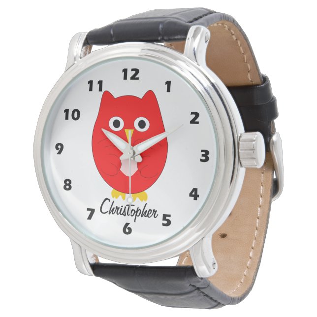 Montre Red Owl Design Personalised (Incliné)