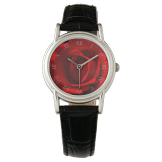 Montre Red Rose Gris Script chiffres romains avec
