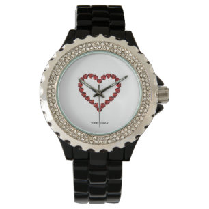Montre Red Ruby Gemstone Heart
