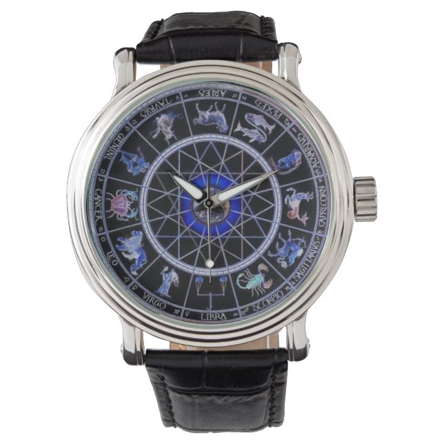 MONTRE REGARDE DE SIGNE EN ZODIAC NOIR ET BLEU (devant)
