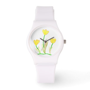 Montre Regarder l'art de la tulipe jaune