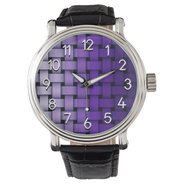 Montre Regarder le tissu pourpre avec bracelet en cuir Vi (devant)