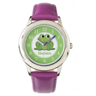 Montre Regarder les enfants de grenouille verte mignonne 