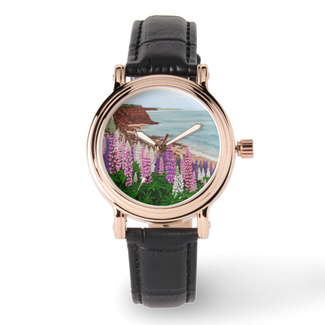 Montre Regarder les falaises de Cavendish et les lupins (Recto)