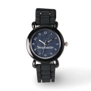 Montre Regarder personnalisées Denim et Silver