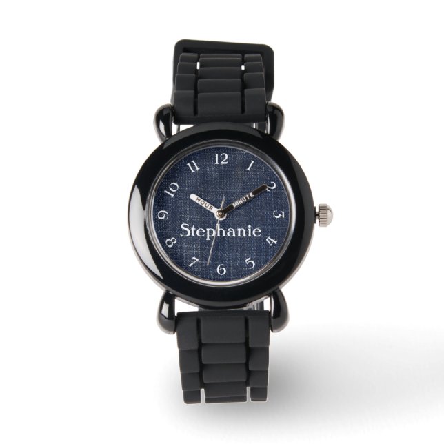 Montre Regarder personnalisées Denim et Silver (Recto)