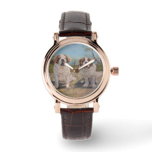 Montre Regardez Ann Hayes peindre deux Saint Bernards
