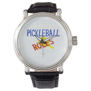 Montre règles du pickleball bernice rouge jaune pagaie