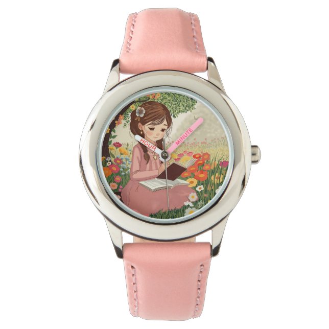Montre relógio de menina no jardim (devant)