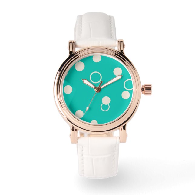 Montre RELOGIO DESIGN Padrão Gráfico em Turquesa e Branco (Recto)