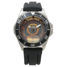 Reloj de pulsera con diseño mecánico.