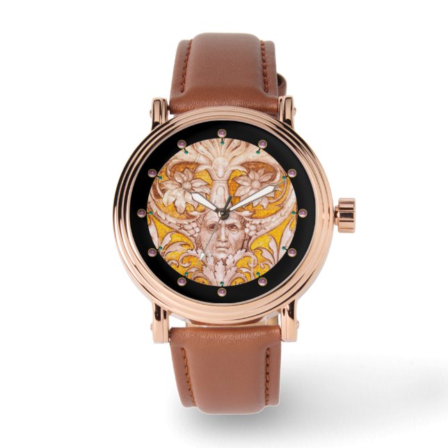 MONTRE RENAISSANCE FACE GROTESQUE WITH GOLD WHITE FLORAL (Recto)