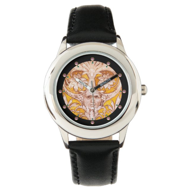 MONTRE RENAISSANCE FACE GROTESQUE WITH GOLD WHITE FLORAL (devant)