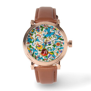 MONTRE RENAISSANCE FLORENTINE BLEU TOURBILLONS FLORAUX MO