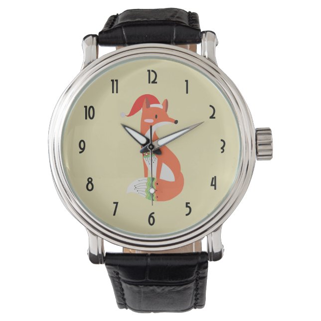 Montre Renard dans le Casquette de Noël Illustration de l (devant)