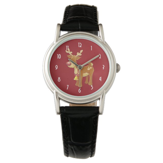 Montre Renard de Noël avec un noeud rouge (devant)