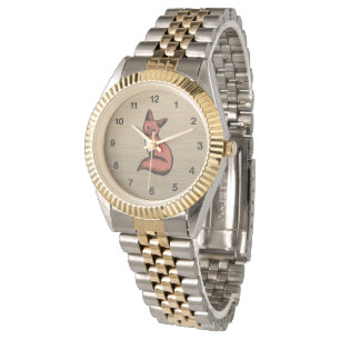 Montre Renard Rouge Magnifique Nombres Noirs