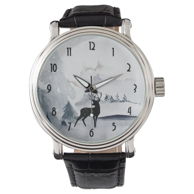 Montre Rennes dans l'Aquarelle gris sauvage Noël (devant)