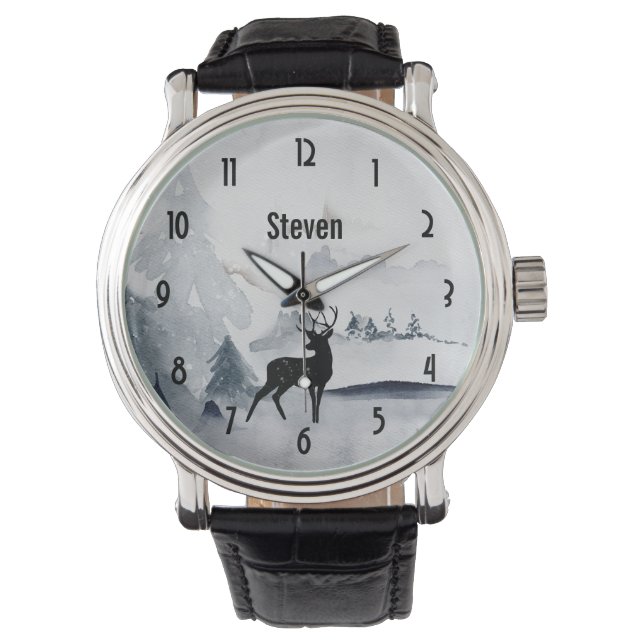 Montre Rennes dans l'eau gris-sauvage Chat de Noël (devant)