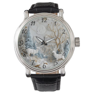 Montre Rennes de Noël avec flocons de neige