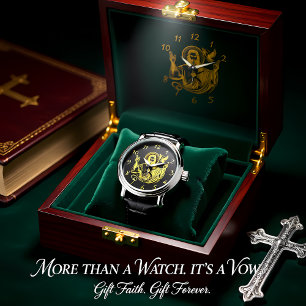 Montre Représentation dorée de Jésus avec une colombe