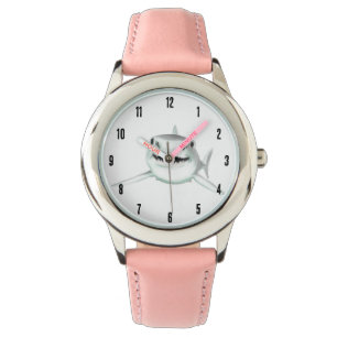 Montre requin aquarelle souriant gris vert océan animal