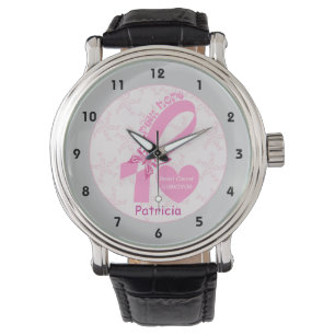 Montre Résurrection du cancer du sein rose, frontière gri