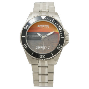 Montre Retraité ! Bateau de pêche, Retraite en acier in