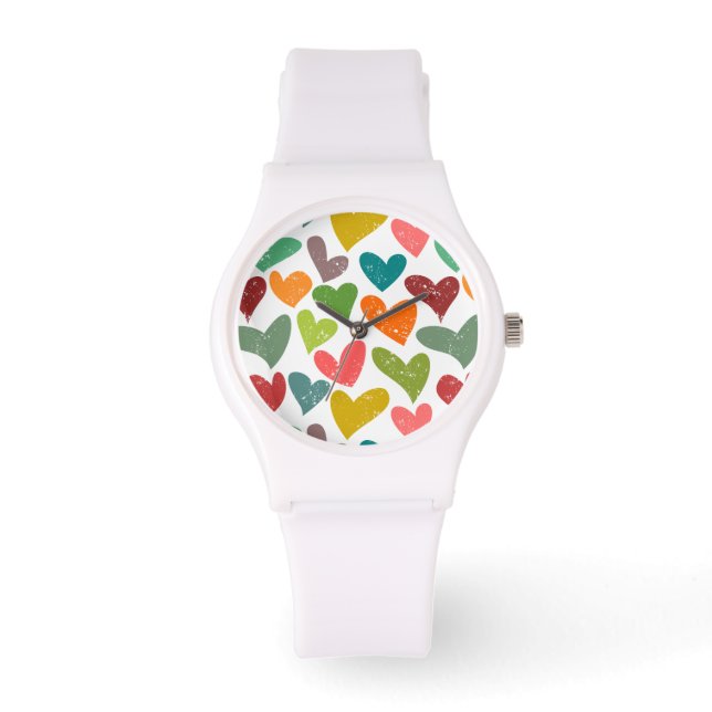 Montre Retro Colorful Super Valentine Coeurs Motif (Recto)