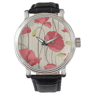 Montre Rétro motif de pavots