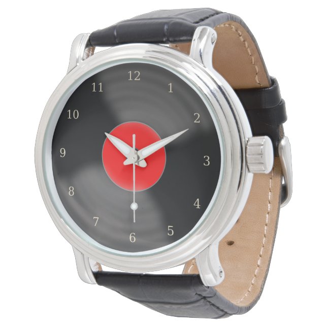 Montre Retro Red Record Regarder cadeau (Incliné)