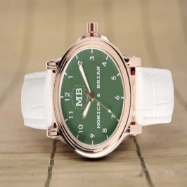 Montre Retro Vintage green minimal Monogram simple