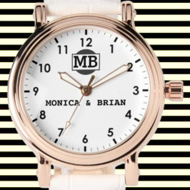 Montre Retro Vintage minimal simple Monogram couple