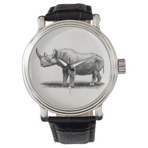 Montre Rhinoceros vintage Illustration Rhino Rhinos