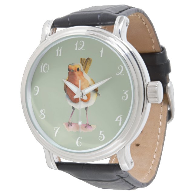 Montre Robin Bird aquarelle peinture (Incliné)