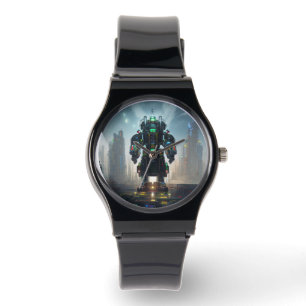 Montre Robot 4 bracelet en silicone noir
