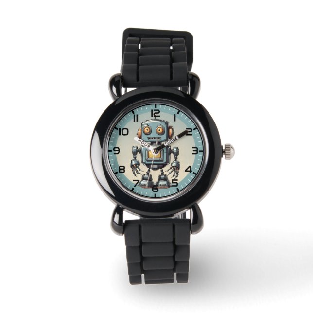Montre Robot rétro Bleu & Gris Enfants (Recto)