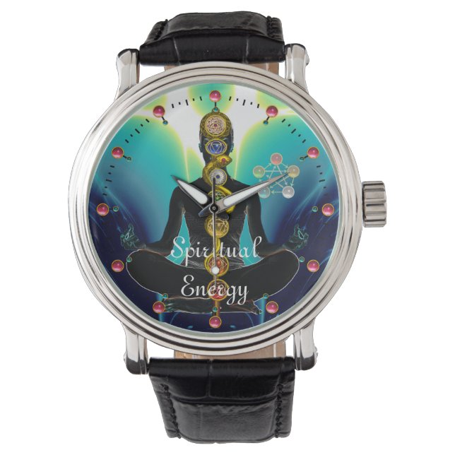 Montre RODE D'ASCLEPIUS 7 CHAKRAS, YOGA LOTUS POSE Bleu (devant)
