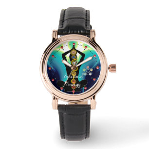 Montre RODE D'ASCLEPIUS 7 CHAKRAS, YOGA LOTUS POSE Bleu