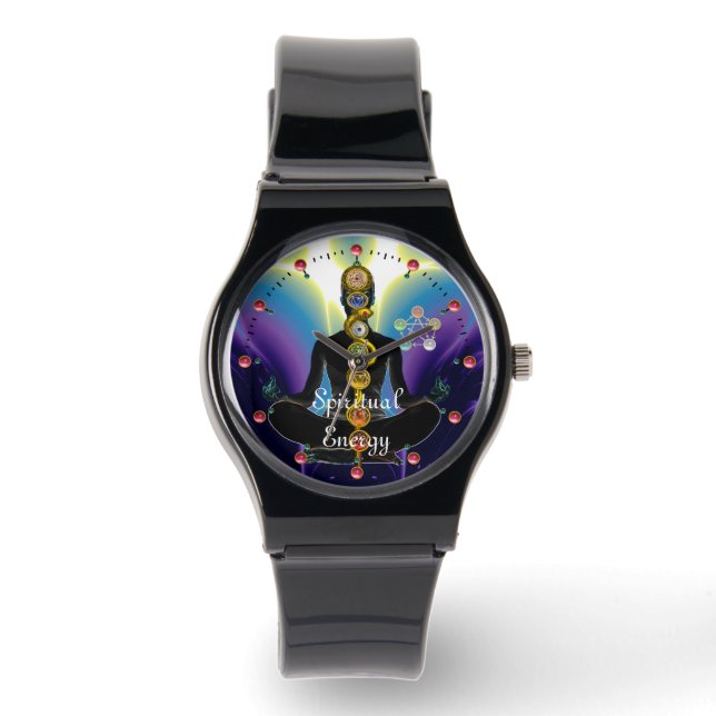Montre RODE D'ASCLEPIUS 7 CHAKRAS, YOGA LOTUS POSE violet (Recto)