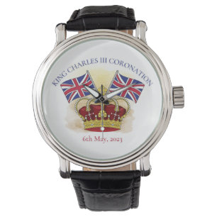 Montre Roi Charles III Couronne de couronnement et drapea