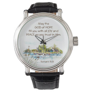 Montre Romains 15:13 Dieu de l'Espoir Bible chrétienne Ve