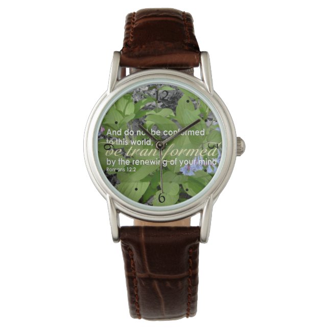 Montre Romains transformés 12:2 Bible chrétienne Floral (devant)